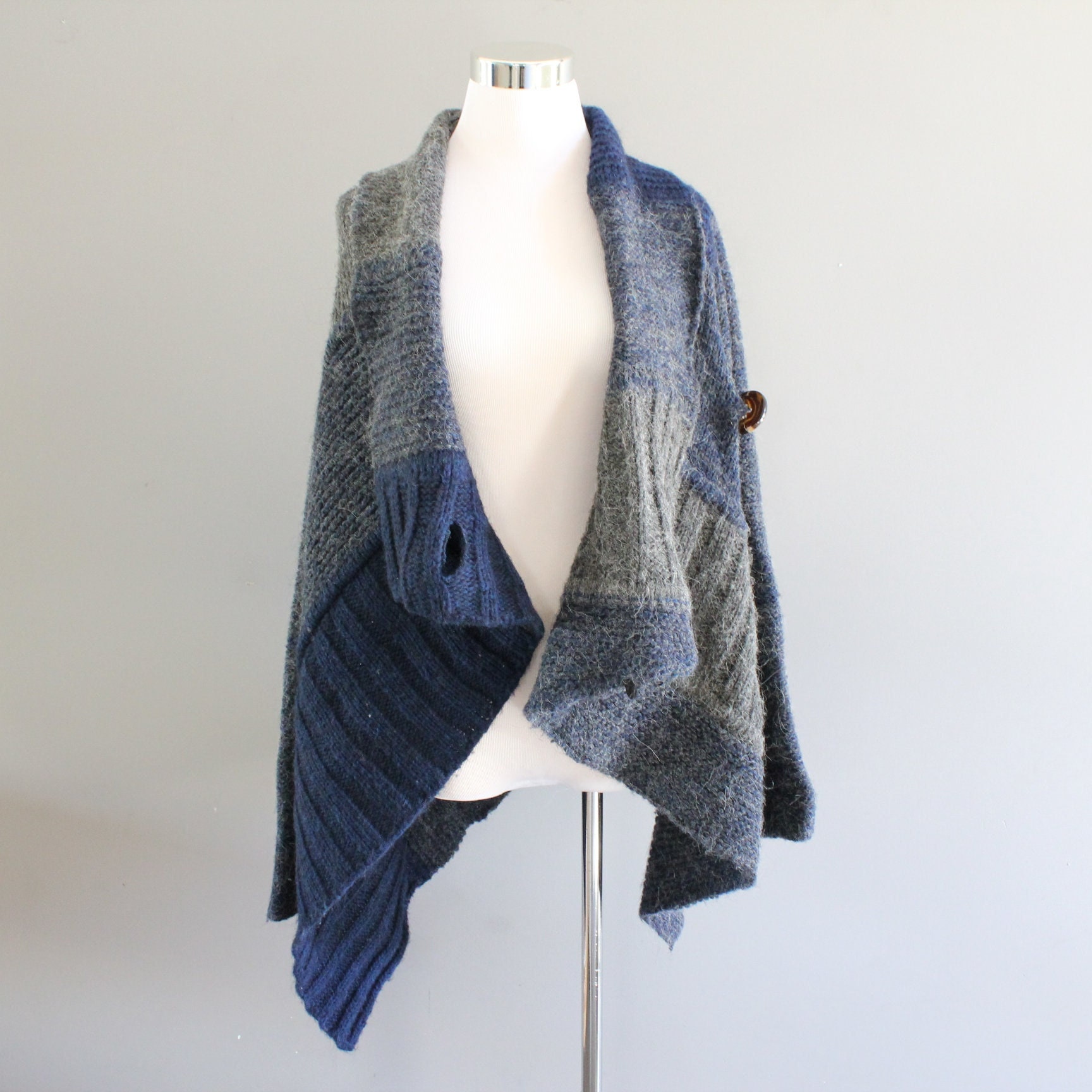 Vintage Wool Alpaca Blend Cardigan Made in Italy Asymmetric