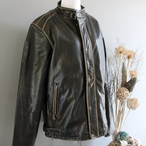 Vintage Büffel David Bitton Leder Bikerjacke - Braune Racer Fliegerjacke Gr. L Bild 5
