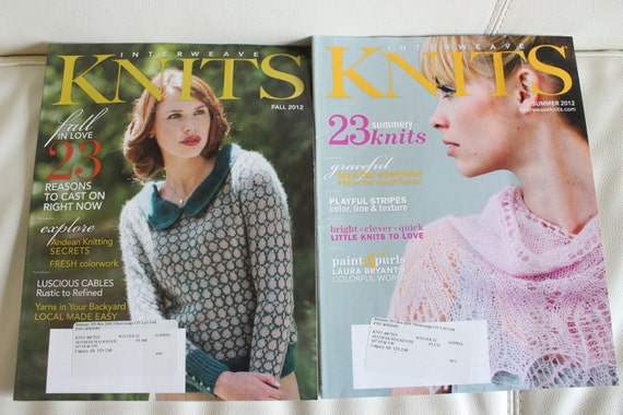 Pack Of 4 Interweave Knits Magazine Knitting Pattern Fabrics Crochet Sweater Thread Stitch Vintage Books Magazines