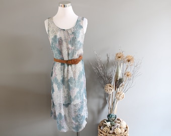 Vintage Pure Silk Floral Chiffon Dress Made in Italy Flowy Summer Dress Sleeveless Size S