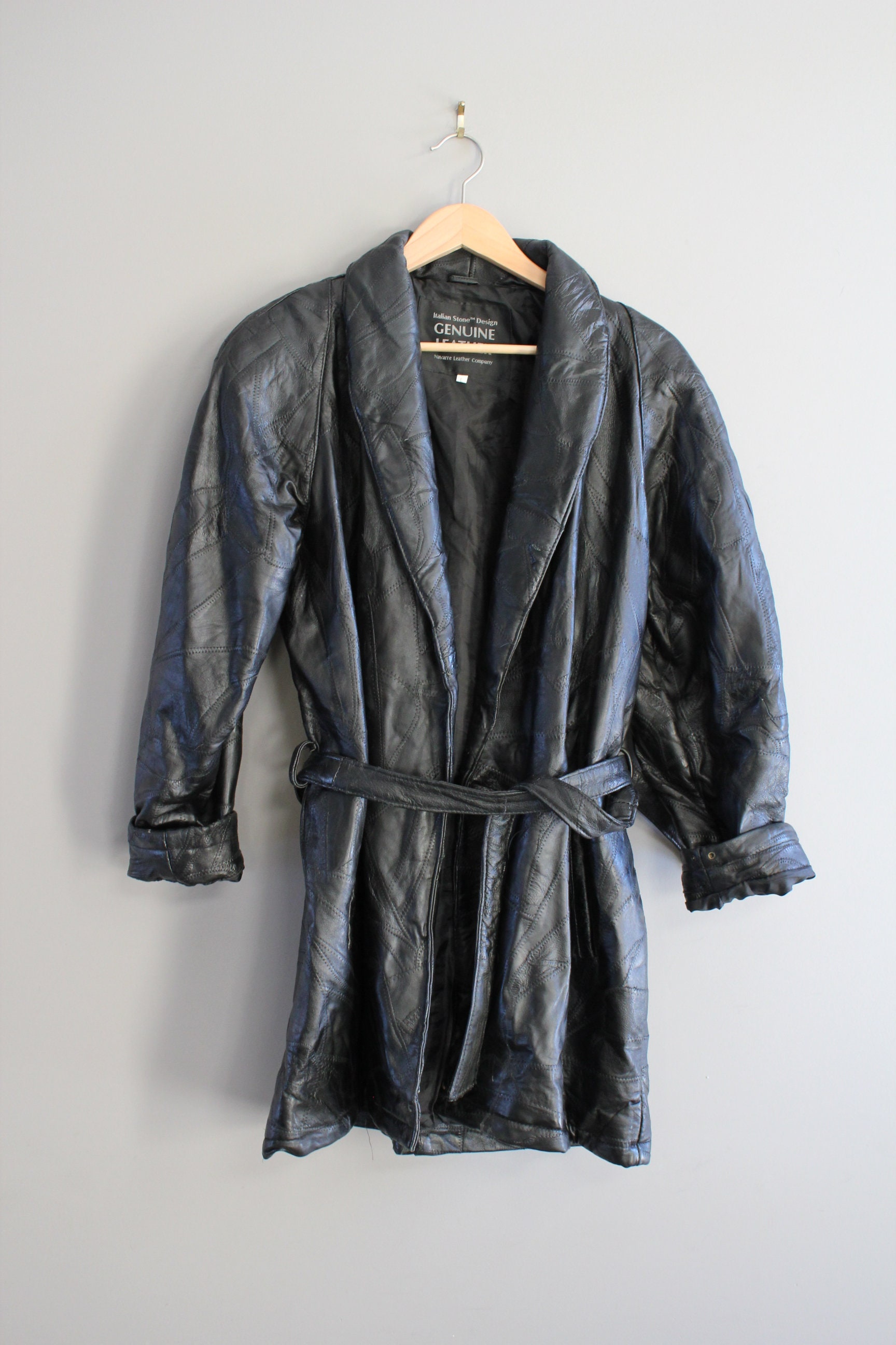 Italian Genuine Leather Black Jacket Genuine Leather Robe | Etsy