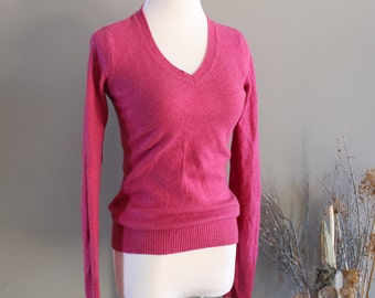 Vintage 100% Cashmere Sweater Pink Ultra Soft Sweater Slim Fit Minimalist Size S K318A
