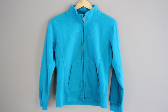 blue zip up sweatshirt