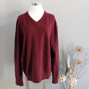 Vintage 100% Cashmere Sweater Burgundy Red Cashmere Soft Sweater Slouchy Fit Minimalist Size L K322A