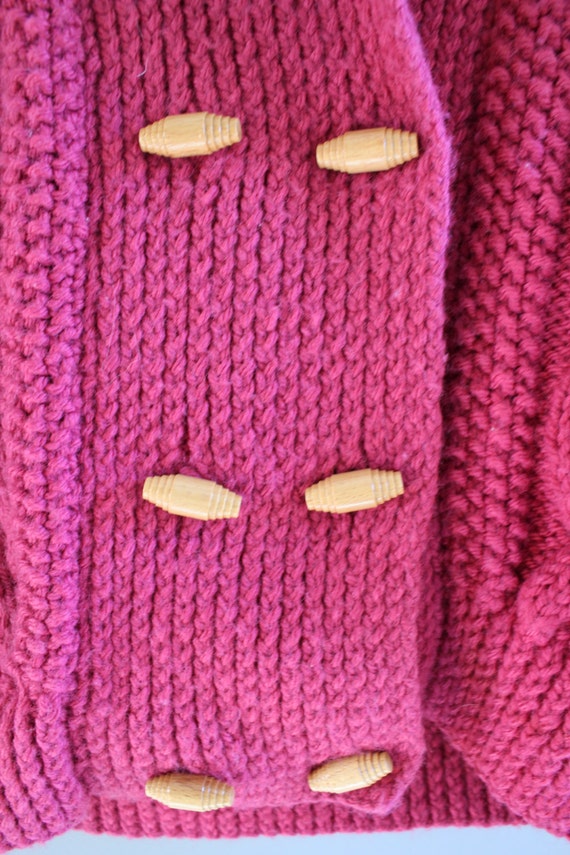 Vintage Handmade Wool Mix Pink Cardigan Cable Kni… - image 8