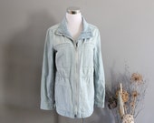 Vintage Cotton Jean Jacket Gap Striped Denim Parka Spring Light Jacket Size S O360A