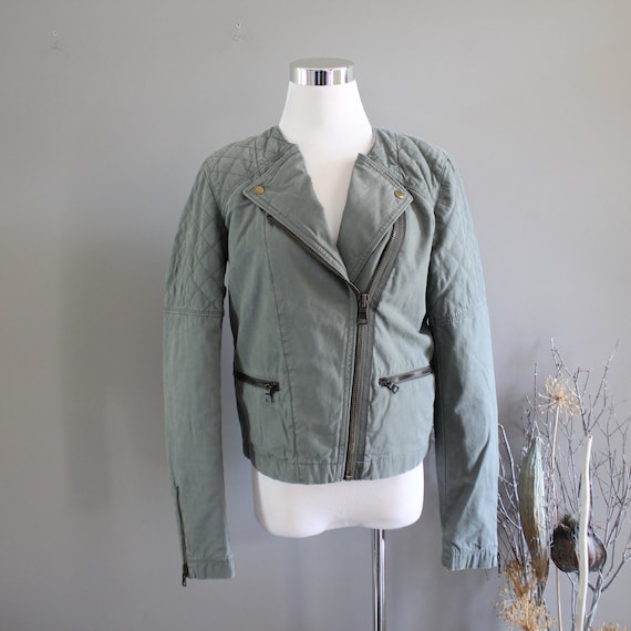 Vintage GAP Canvas Biker Jacket Women Quilted Motor Jacket Aviator