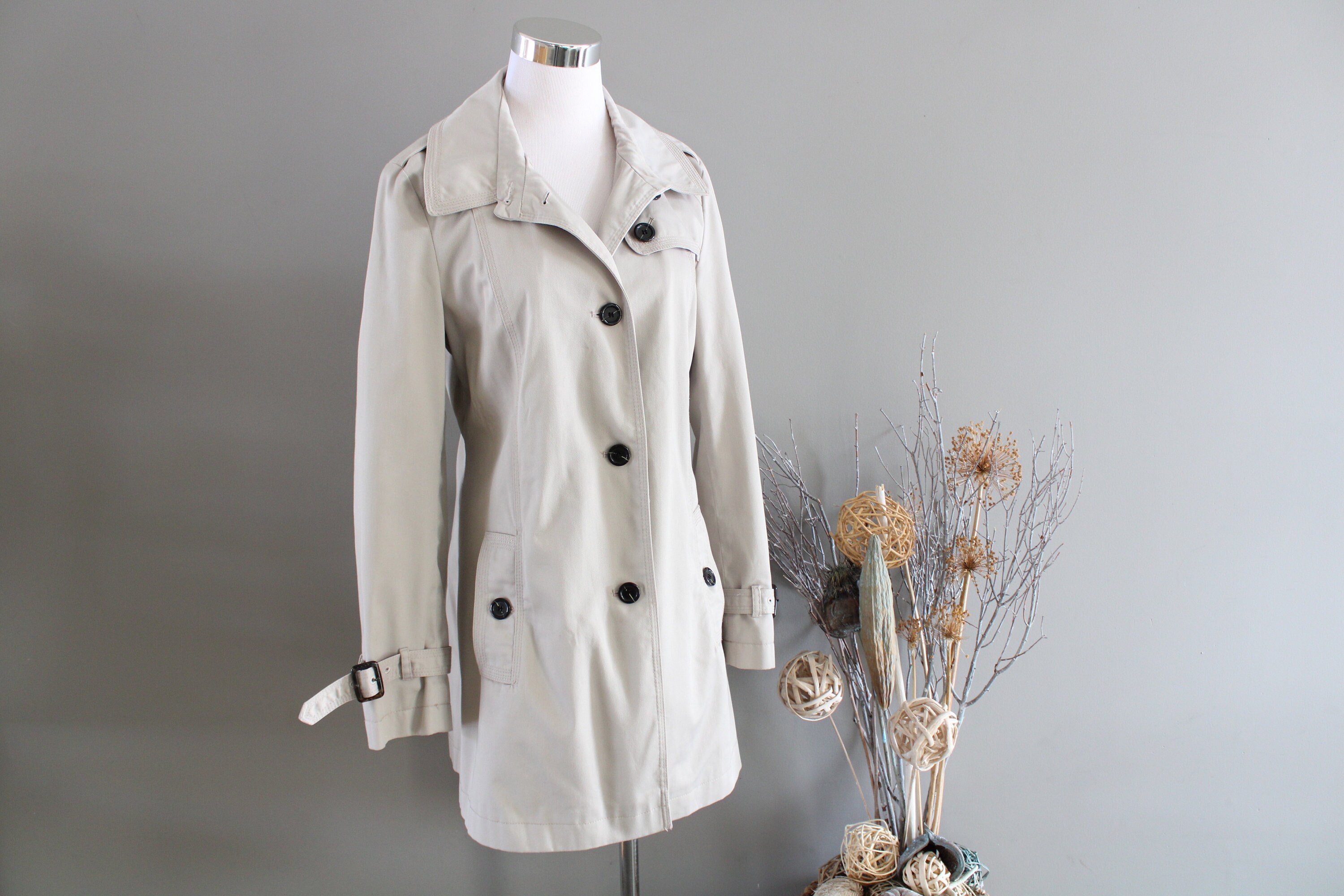 ヴィンテージ アイボリー ホワイト クラシック トレンチコート