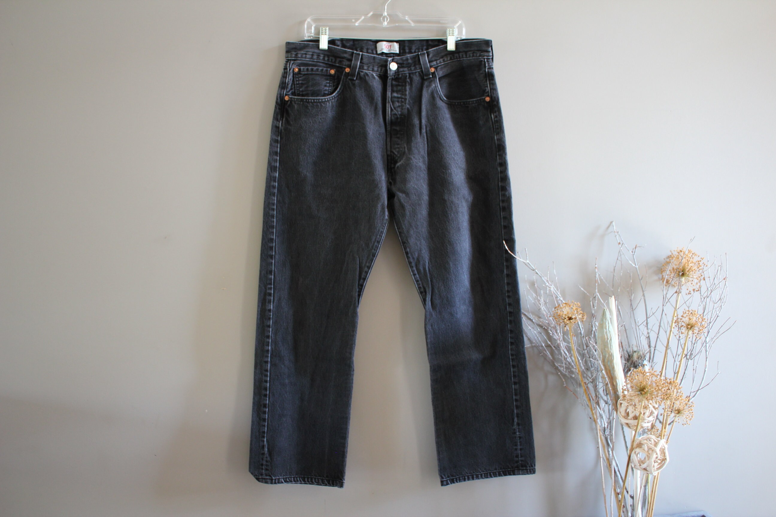 Levis 501 Washed Black Straight Leg 