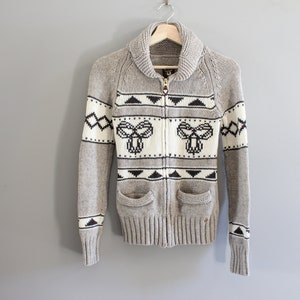 Vintage TNA Wool Cowichan Cardigan: Nordic Fair Isle Sweater, XS