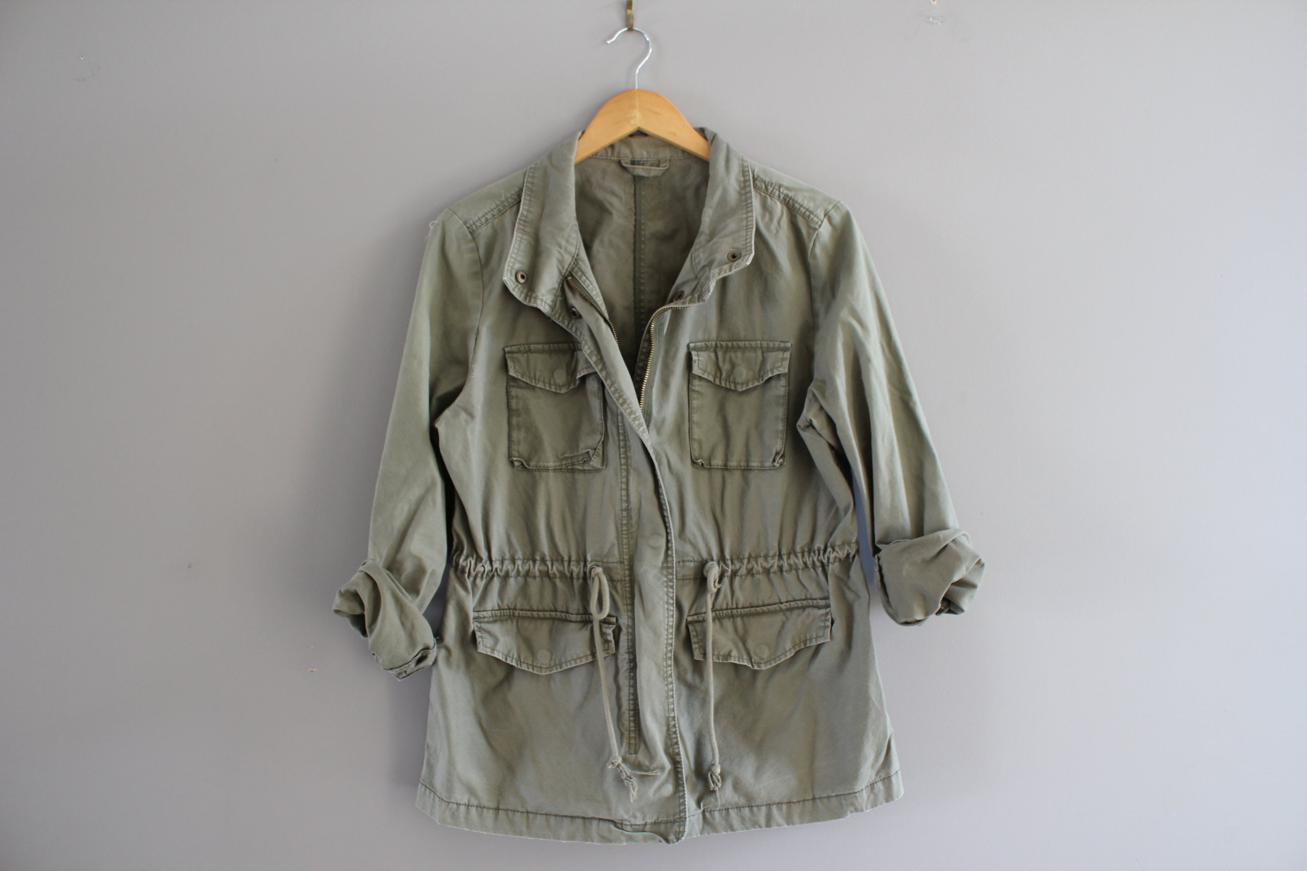 Vintage Utility Parka Light Army Green Parka Military Jacket