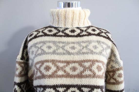 Vintage Handmade Wool Chunky Knit Jumper Nordic I… - image 9