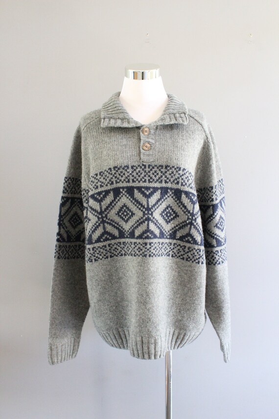 Amilialia Vintage Wool Jumper Ermenegildo Zegna Wool Sweater Grey Knitwear Pullover Made in Italy Unisex Retro 90s Sie XL #K070A