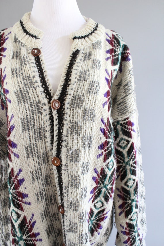 Vintage Handmade Wool Cardigan Nordic Cardigan No… - image 3