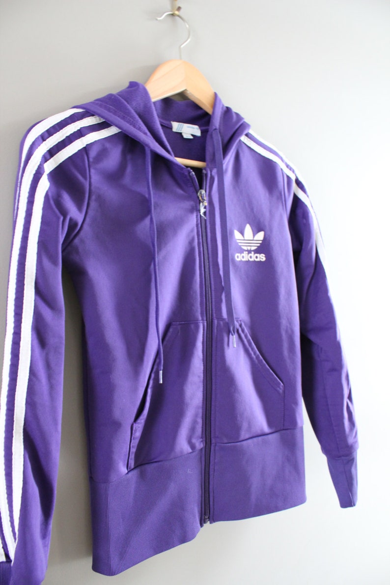 Adidas Hoodie Trefoil Big Logo Purple Hooded Sweatshirt Zip Up | Etsy