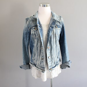 Vintage Distressed Jeansjacke Stonewashed Denim Trucker Jacke Relaxed Fit 80er 90er Jeansjacke Jeansjacke Vintage O283A