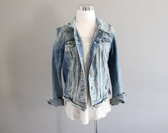 Chaqueta vaquera estilo camionero vintage deslavada: corte relajado de los años 80