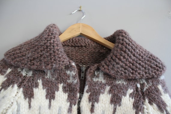 Vintage Handmade Wool Cowichan Chunky Knit Cardig… - image 8