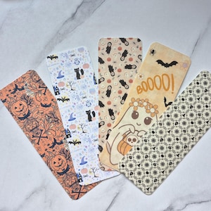 Halloween Bookmarks, 5 Pack, Cute Halloween Bookmarks, Laminated Cardstock Bookmarks, Handmade Halloween Bookmarks