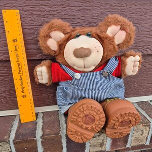 Vintage 1985 Furskins Bubba Bear Plush | Xavier Roberts Panosh Place 15” | Original Overalls & Boots | 80s Nostalgia Teddy Bear