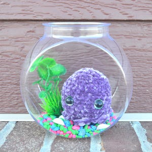 Stress-free pet mini octopus, handmade crochet mini octopus in a bowl, no water aquarium pal, desk friend, no mess class pet, dorm decor!