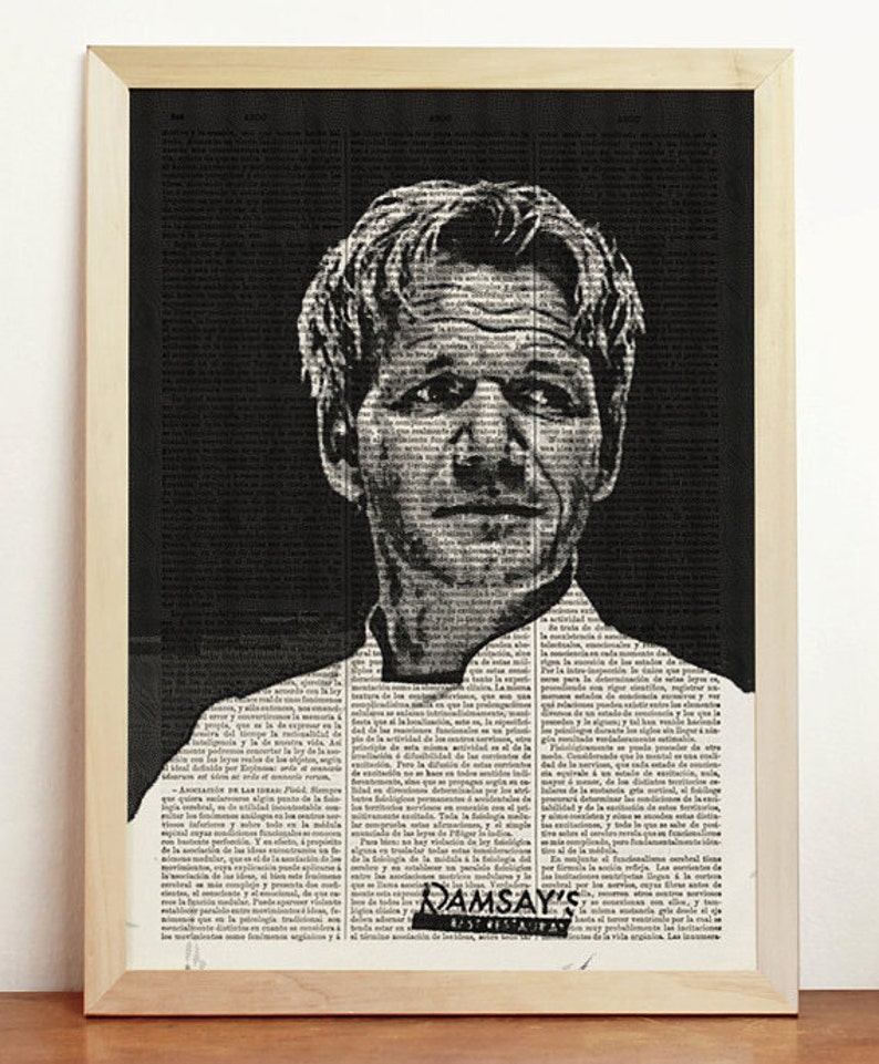 Print Gordon Ramsay Kitchen Decor Poster Black White Chef Etsy