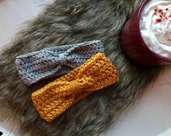 Doll Knot Headband Earwarmer - Mustard/Gray