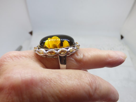 Stunning Large Oval Solid Silver Baltic Amber Rev… - image 10