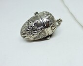 Antique Victorian Solid Silver Hinged Egg Shape Thimble Needle Holder Etui Embossed Decoration Hallmark Birmingham 1876 By George Unite