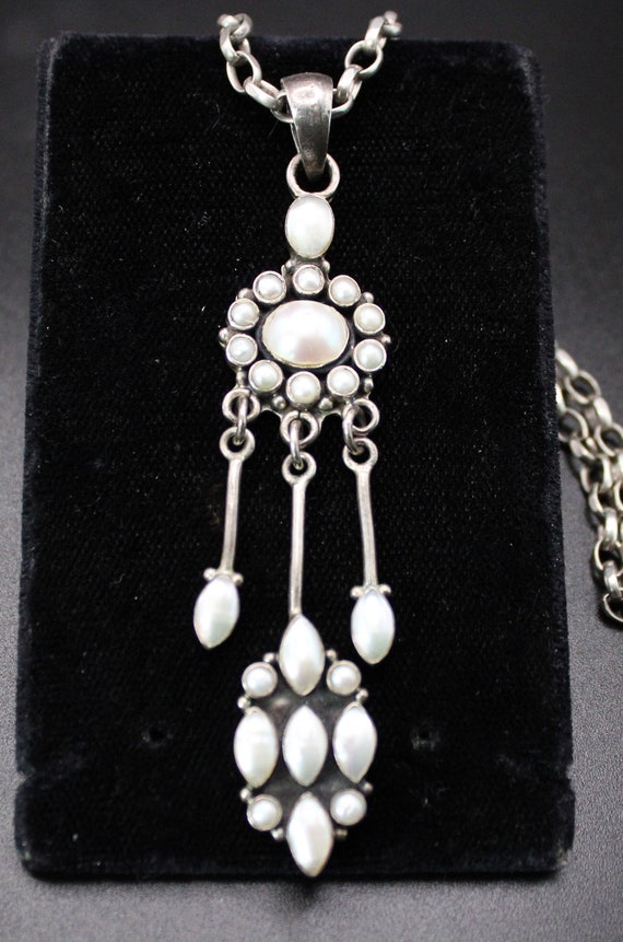 A Beautiful Antique Solid Silver Long Dangling Pe… - image 7