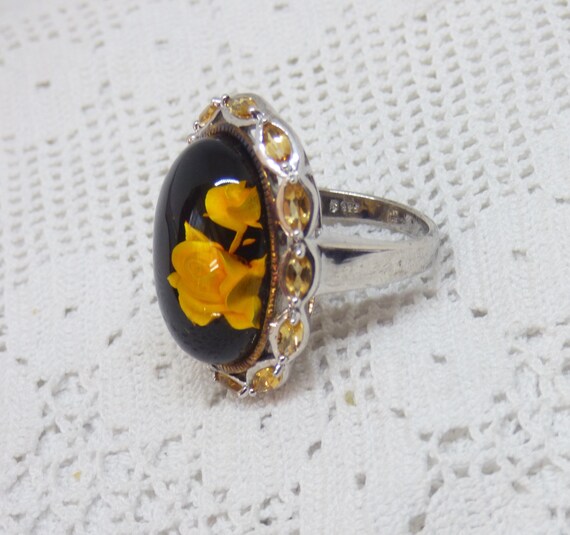Stunning Large Oval Solid Silver Baltic Amber Rev… - image 7