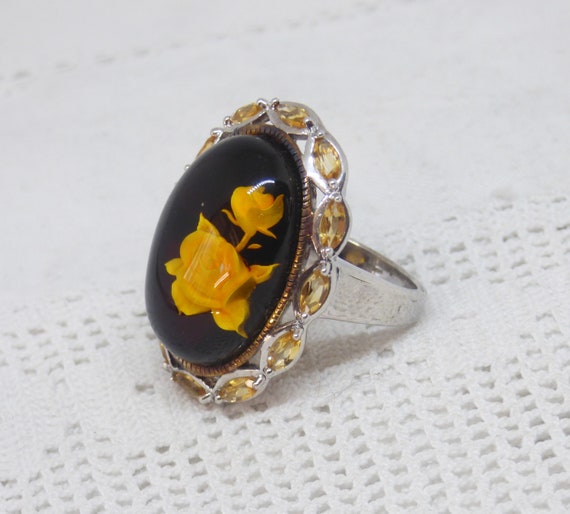 Stunning Large Oval Solid Silver Baltic Amber Rev… - image 6