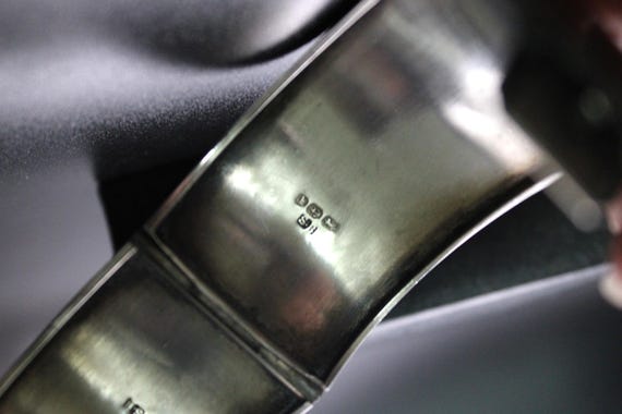 Antique Victorian Solid Silver Wide Hinged Bangle… - image 8