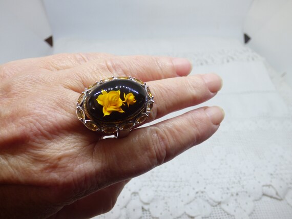 Stunning Large Oval Solid Silver Baltic Amber Rev… - image 9
