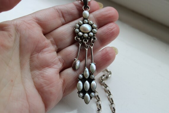 A Beautiful Antique Solid Silver Long Dangling Pe… - image 8