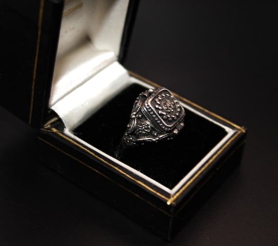 Solid Silver Poison Ring with Marcasites – Secret… - image 2