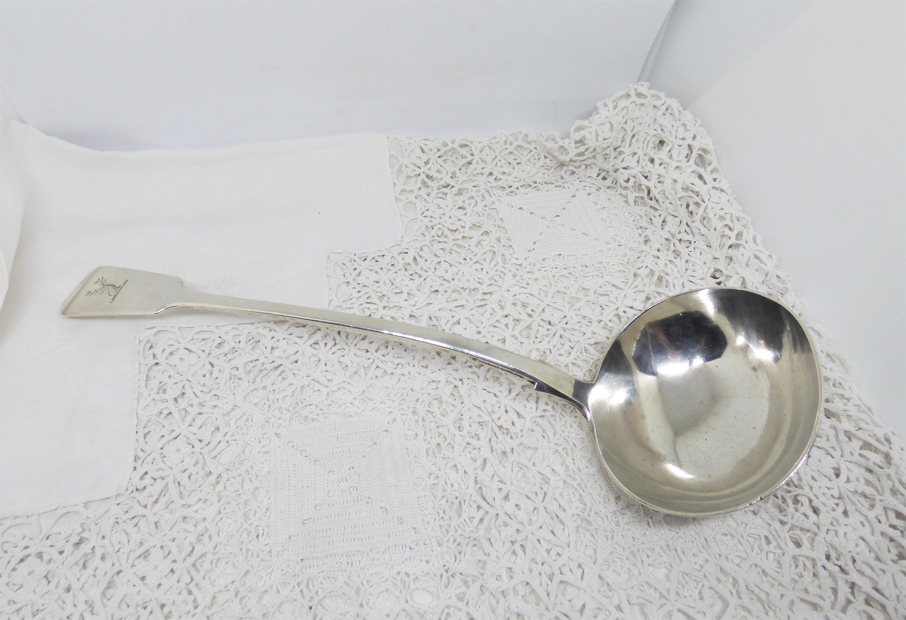 Original Antique Early Victorian Large Solid Silver Ladle 14 Etsy