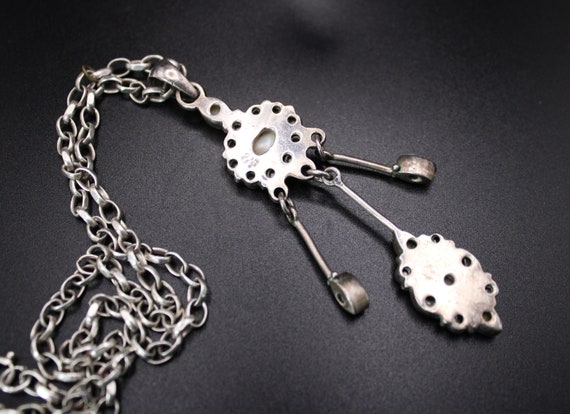 A Beautiful Antique Solid Silver Long Dangling Pe… - image 5
