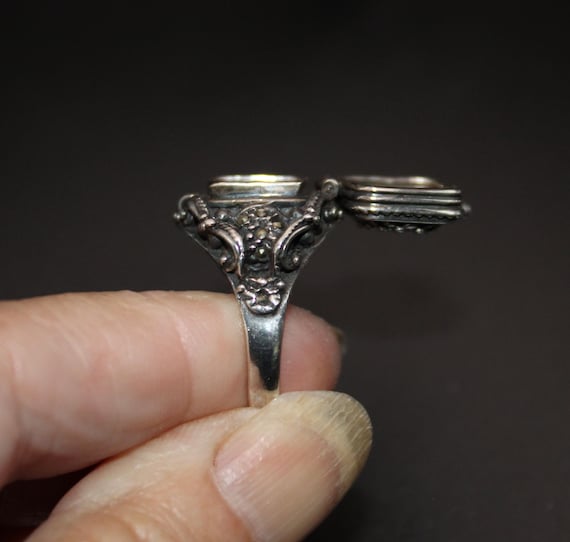 Solid Silver Poison Ring with Marcasites – Secret… - image 7