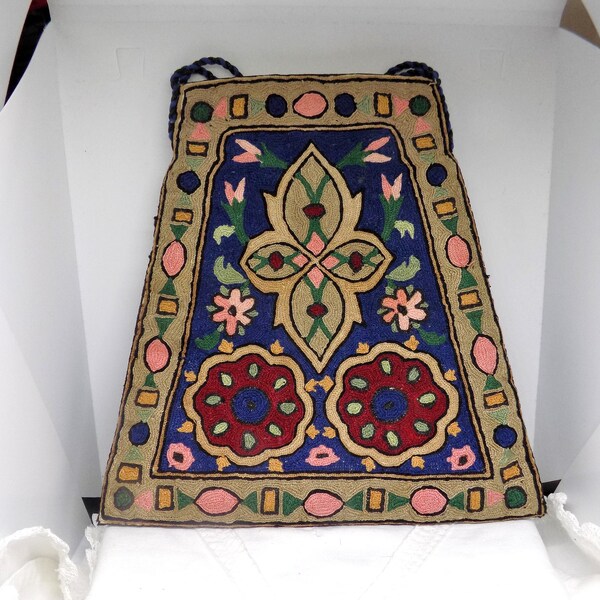 Original Arts & Crafts Hand Embroidered Bag Or Purse Vibrant Colours In The Style Of William Morris Or De Morgan Circa 1900