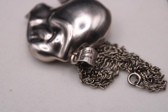 Large Mexican Solid Silver Elephant Pendant, 1980… - image 6