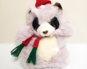 Soft Things 8" Purple Lavender Raccoon Christmas Hat Scarf Korea Vintage Stuffed Animal Plush
