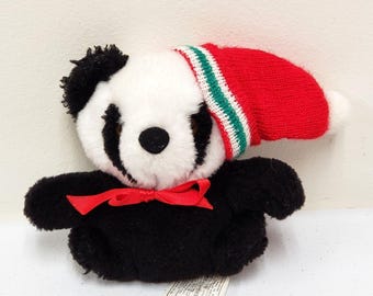 Joelson Industries 5" Panda Bear Winter Christmas Holiday Knit Hat 1991 Plush