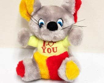 Dan Brechner 7" Mouse I Love You Vintage Stuffed Animal Valentine Plush