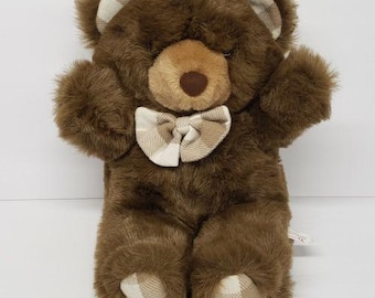Chosun 14" Brown Tan Teddy Bear Plaid Bow Tie Ears Feet Vintage Korea Plush