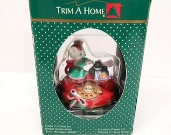 Kmart 1996 Trim a Home Mouse Telephone Phone Typewriter Christmas Tree Ornament