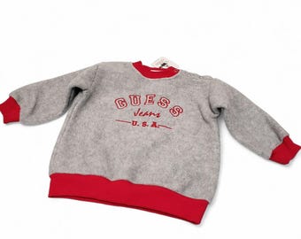 Baby Guess Jeans Gray Red Fleece Sweatshirt Shirt Size 24M Vintage