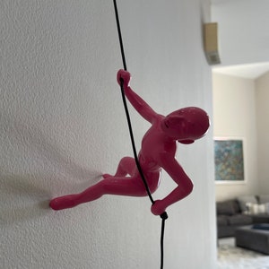 THE CLIMBING MAN- Climbers- Hanging Wall Art=-3D Art- Illusion Art- Home Decor Accents- Pink
