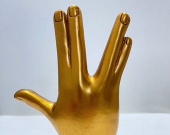 The Vulcan Salute- Live Long & Prosper- Spock Hand Sculpture-Gold 100 pieces - Comic Con- Star Trek- TREKKIES- Eladitems