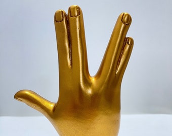 Escultura de mano del saludo vulcano: estatua de larga vida y prosperidad, decoración de escritorio de ciencia ficción, regalo inspirado en Star Trek